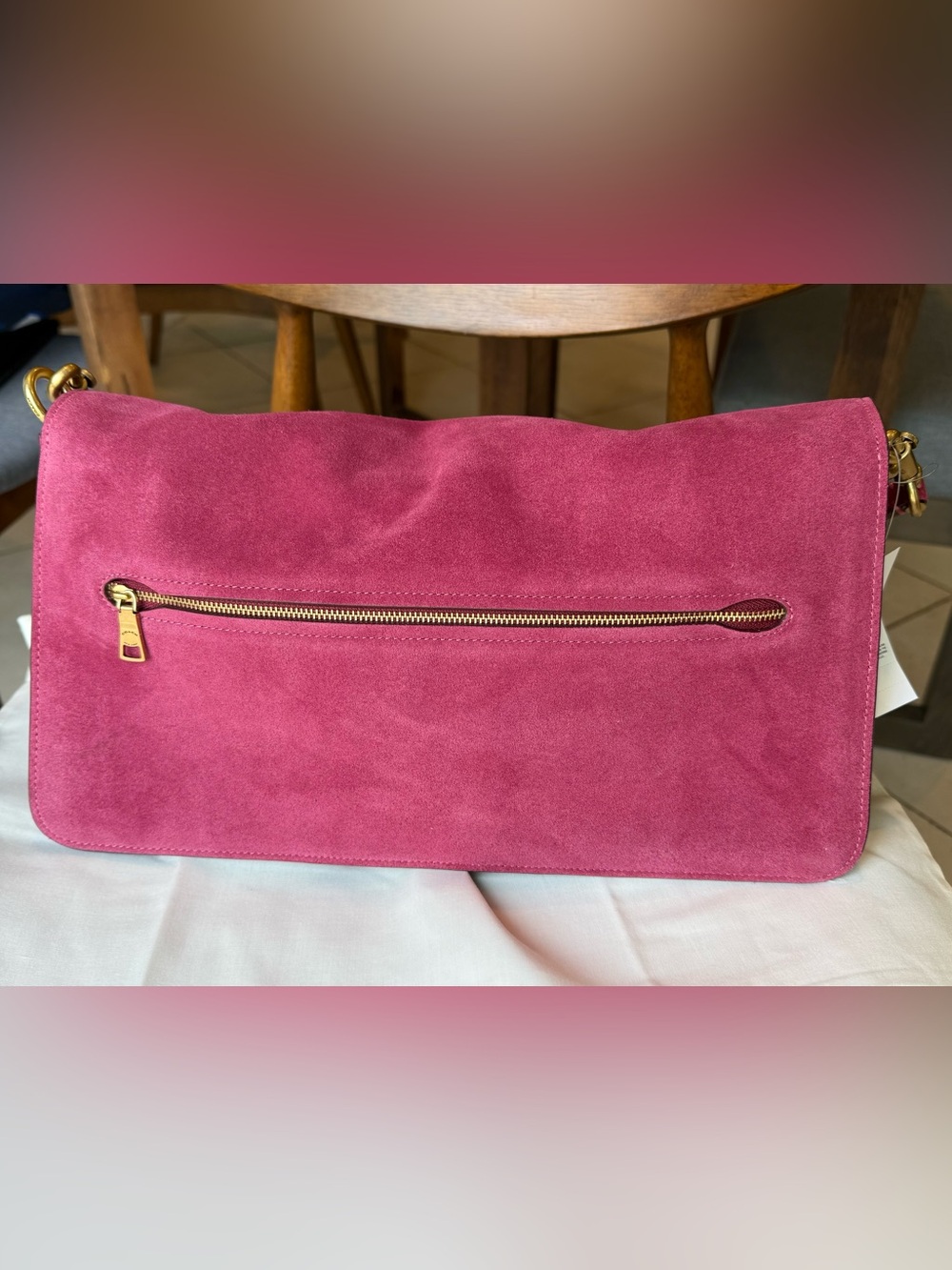 Coach Tabby 36 Fuchsia Pink Suede Shoulder Bag NWT - Picture 2 of 13